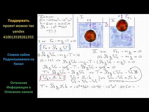 Видео: Физика Деревянный шар привязан нитью ко дну цилиндрического сосуда с площадью дна S = 100 см2