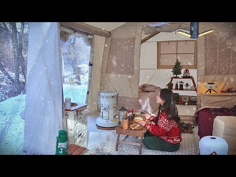Видео: Одиночный кемпинг в снежном лесу | устричный гратен и бокал вина