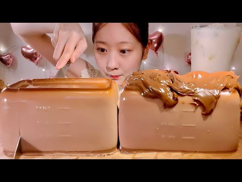 Видео: ASMR шоколадно-молочный пудинг【русские субтитры】【Mukbang/ Eating Sounds】