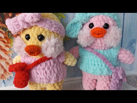 Видео: Маленькая уточка Лалафанфан крючком из плюшевой пряжи. Мастер класс.