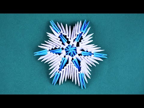 Видео: Снежинка из бумажных модулей оригами Пошаговая сборка для начинающих