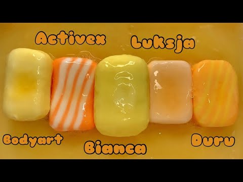 Видео: ASMR 💛 Yellow & Orange 🧡 Soaps Set /Soaked Soap || АСМР Мыление и Размокшее Мыло #asmr #soakedsoap