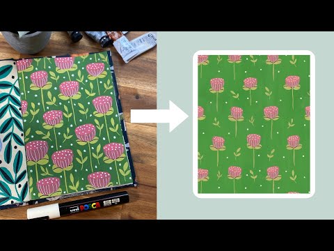 Видео: Как превратить рисунок гуашью в бесшовный повторяющийся узор
