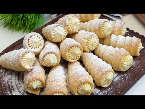 Видео: Mazzali kremli Og’izda eriydigan Trubochka shirinligi / Песочные Трубочки с заварным кремом