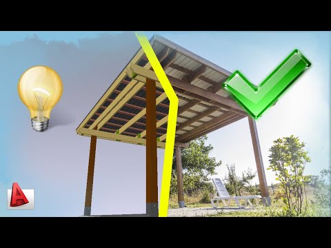 Видео: Модель/проект простого деревянного навеса в AutoCAD
