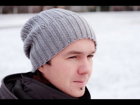 Видео: Мужская шапка спицами -связать мужскую шапку.Шапка спицами описание-шапки новинки.hats new