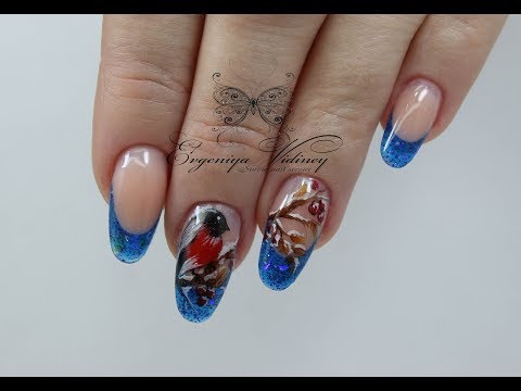 Видео: КОРРЕКЦИЯ СИНИЙ ФРЕНЧ / РОСПИСЬ СНЕГИРИ / ЗИМНИЙ ДИЗАЙН /