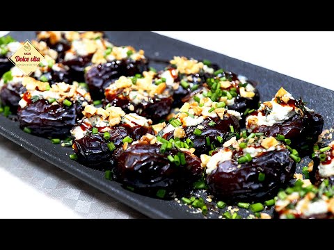 Видео: Праздничная закуска Финики с сыром. Закуска на праздничный стол