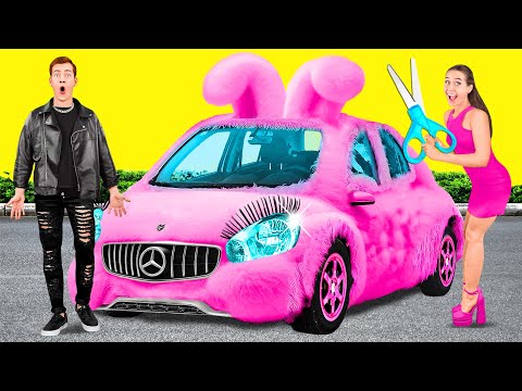 Видео: Розовая машина vs Черная машина Челлендж | Сумасшедший Челлендж от TeenTeam Challenge