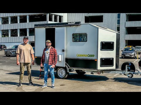 Видео: Прицеп-дача  Canopus Camp из стального каркаса и толстыми стенами.