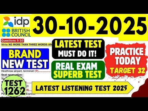 Видео: Практический тест IELTS Listening 2025 с ответами | 30.10.2025 | Номер теста: 1262