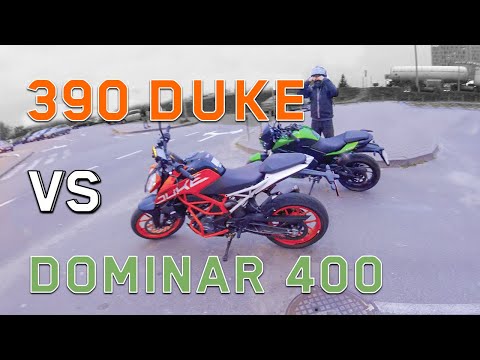 Видео: KTM 390 DUKE против Bajaj Dominar 400 | Drag | Roll | Max Speed
