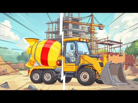 Видео: Угадай Машинку по Половинке - Строительные машины - Мультики для детей - Крошка Антошка