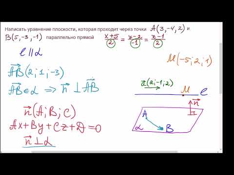 Видео: Уравнение плоскости через 2 точки параллельно прямой