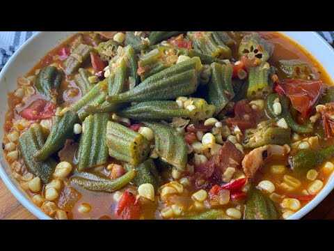 Видео: Бамия в южном стиле с тушеными помидорами и кукурузой! Как приготовить бамию простым способом!