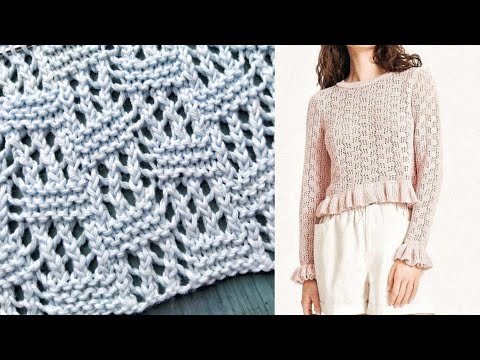 Видео: Симпатичный ажурный узор Косая шахматка