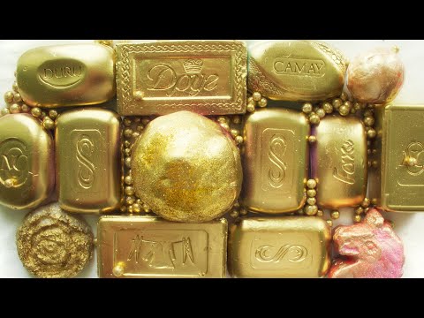 Видео: Золотой сет⭐. Растрескивание глины, резка сухого окрашенного мыла🔪. Звук ASMR🎧.