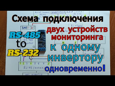 Видео: Схема подключения двух устройств мониторинга к одному инвертору! RS-232 to RS-485 converter.