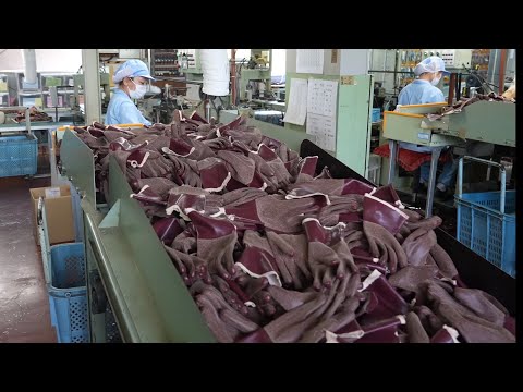 Видео: Процесс массового производства перчаток. Японская фабрика рабочих перчаток.