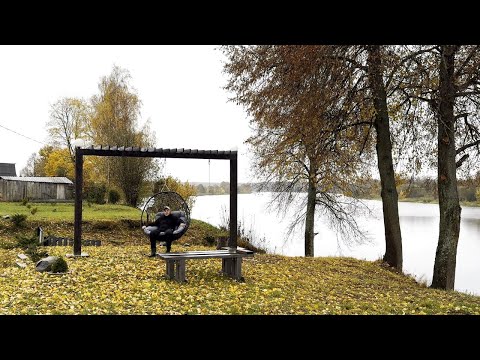 Видео: Подвесное кресло на берегу для двоих, распаковка с озона.