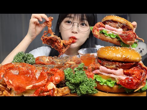 Видео: Гамбургер с целым крабом🦀🍔Mukbang ASMR