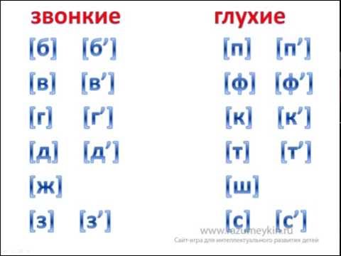 Видео: Учим звонкие и глухие согласные. Сайт - игра Разумейкин