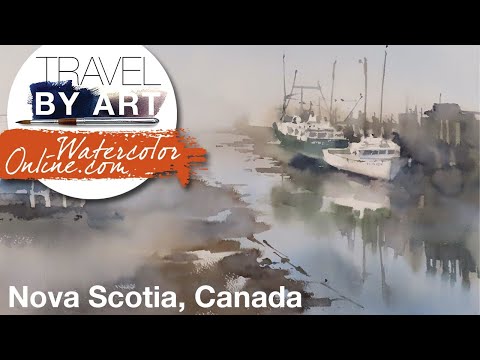 Видео: #126 Путешествие по искусству, Эп. 1: Пирс в Новой Шотландии, Канада (Урок по созданию акварельно...