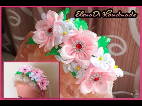 Видео: Весенний ободок канзаши из атласных лент.