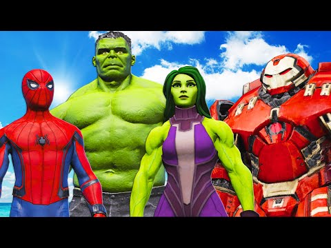 Видео: халк против человека-паука, она халк, халкбастер - эпическая битва супергероев