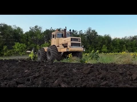 Видео: Трактор Кировец с плугом Сириус ПОМ-6+1+1. Допахиваю поле.