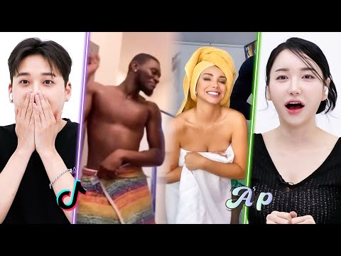 Видео: Реакция ревнивого корейского парня и девушки на челлендж TikTok «Шалость с полотенцем»｜asopo