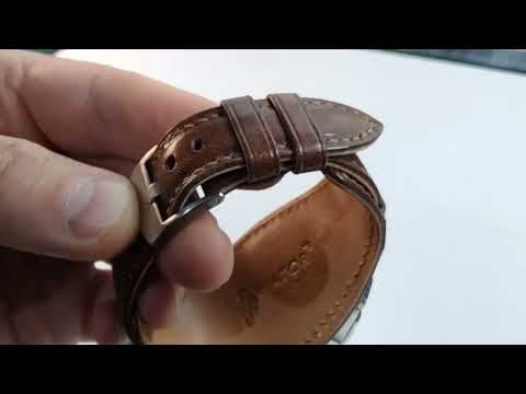 Видео: Ремешок напульсник для часов Восток и Спецназ /leather watchstrap