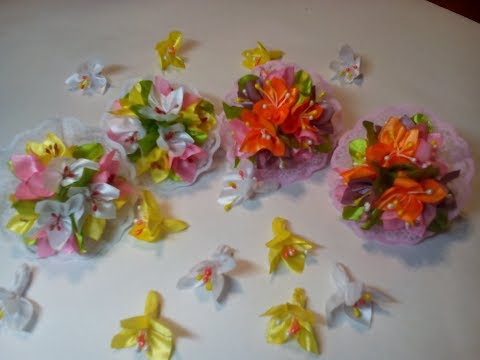 Видео: Мини-цветочки букетиком канзаши.