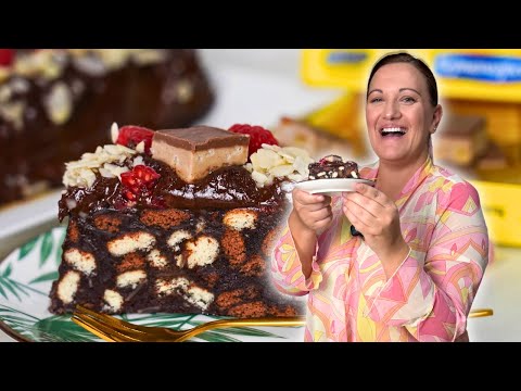 Видео: Семейна шоколадова торта без печене с бисквити Закуска и бонбони Черноморец