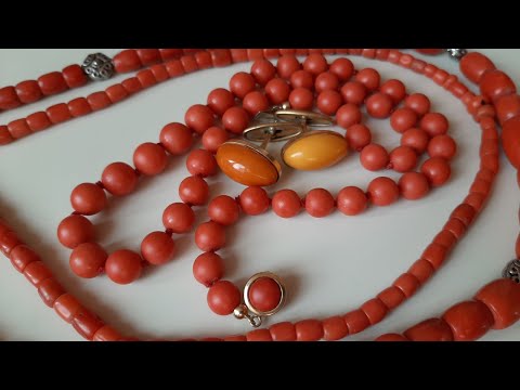 Видео: Натуральное коралловое колье из Италии, натуральный неокрашенный коралл