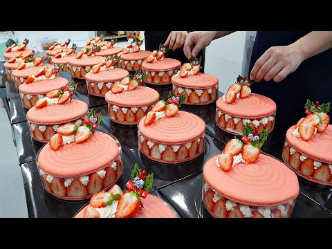 Видео: Десерт во французском стиле!! гигантский клубничный торт макарон / корейская уличная еда
