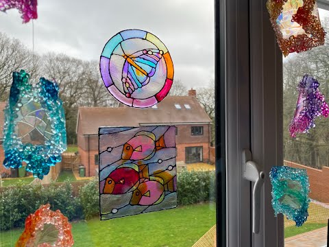 Видео: 255 - Искусство смолой - Создание витражных элементов. Эффекты свинца - Яркий красочный эксперимент