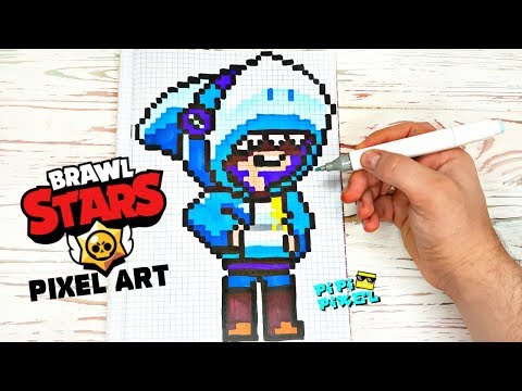 Видео: ШАРК ЛЕОН - из БРАВЛ СТАРС- РИСУНКИ ПО КЛЕТОЧКАМ - BRAWL STARS -PIXEL ART