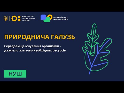 Видео: Природнича галузь. Середовище існування організмів – джерело життєво необхідних ресурсів