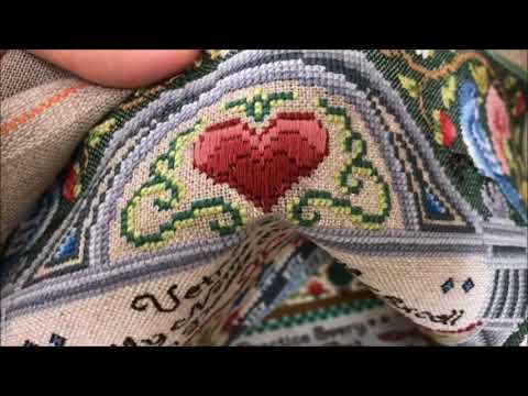Видео: 23. Вышивка крестиком.  Готовая работа American sampler.  Старты в Апреле