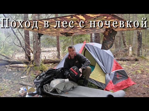 Видео: Одиночный поход. Ночевка в лесу. Готовим на костре