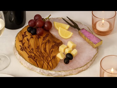 Видео: Розовый кварц блюдо эпоксидный смолой 