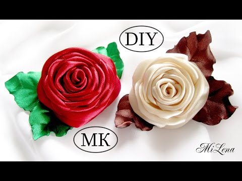 Видео: Роза из ленты, МК / DIY Satin rose / DIY Ribbon rose