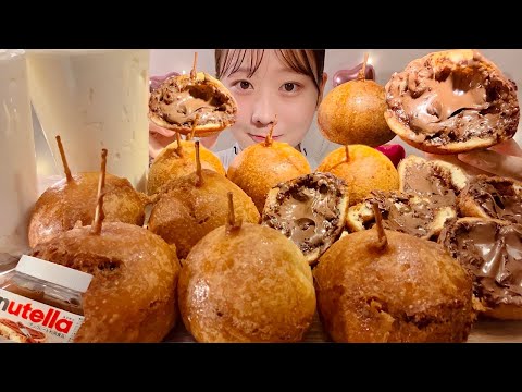 Видео: ASMR жареная нутелла【русские субтитры】【Mukbang/ Eating Sounds】