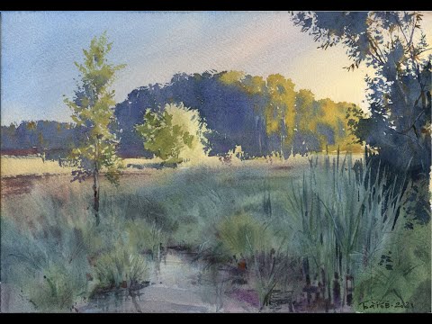 Видео: Низина. Пейзаж акварелью. Lowland. Landscape watercolor