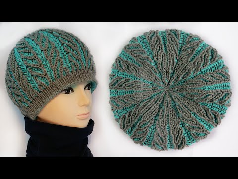 Видео: Шапка Бриошь «Елочка» спицами 🌿 Brioche hat knitting pattern