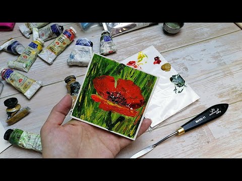 Видео: Как нарисовать красный Мак маслом