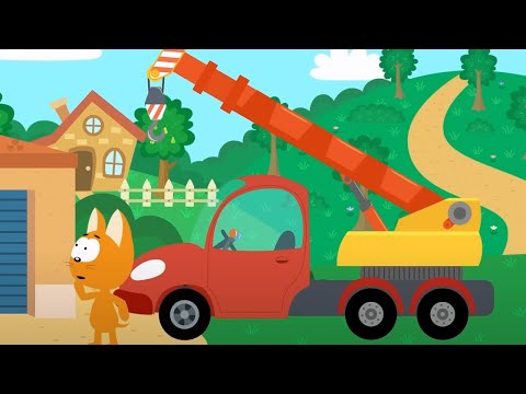 Видео: Котёнок и волшебный гараж - Автокран | Мультфильмы для детей про машинки