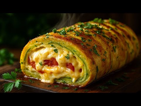 Видео: Невероятно нежный и сочный рулет из кабачков с сыром – тает во рту! 💚