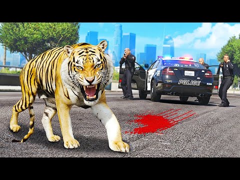 Видео: ГОЛОДНЫЙ ТИГР СБЕЖАЛ ИЗ ЗООПАРКА в GTA 5!
